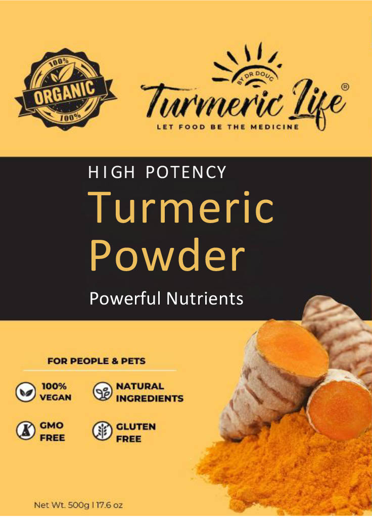 Turmeric Life high-potency turmeric powder, front label